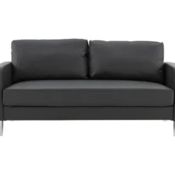 Canape 3 Places - Simili Noir - L 175 X P 80 X H 85 Cm - KENT