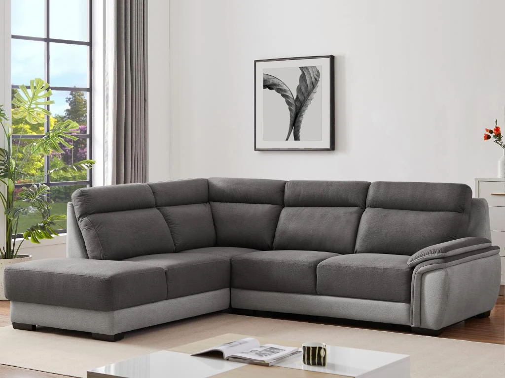 Canapé D'angle Gauche En Tissu Bicolore Anthracite Et Gris Clair YOLANDA 9 Canapé D'angle Gauche En Tissu Bicolore Anthracite Et Gris Clair YOLANDA – Image 9