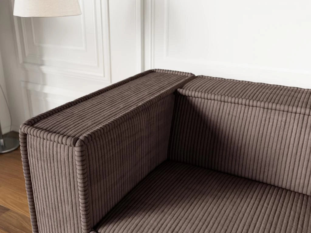 Canapé 3 Places En Velours Côtelé Marron URBINA 6 Canapé 3 Places En Velours Côtelé Marron URBINA – Image 6