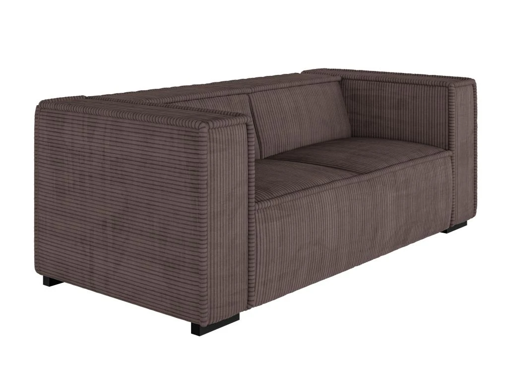 Canapé 3 Places En Velours Côtelé Marron URBINA 4 Canapé 3 Places En Velours Côtelé Marron URBINA – Image 4