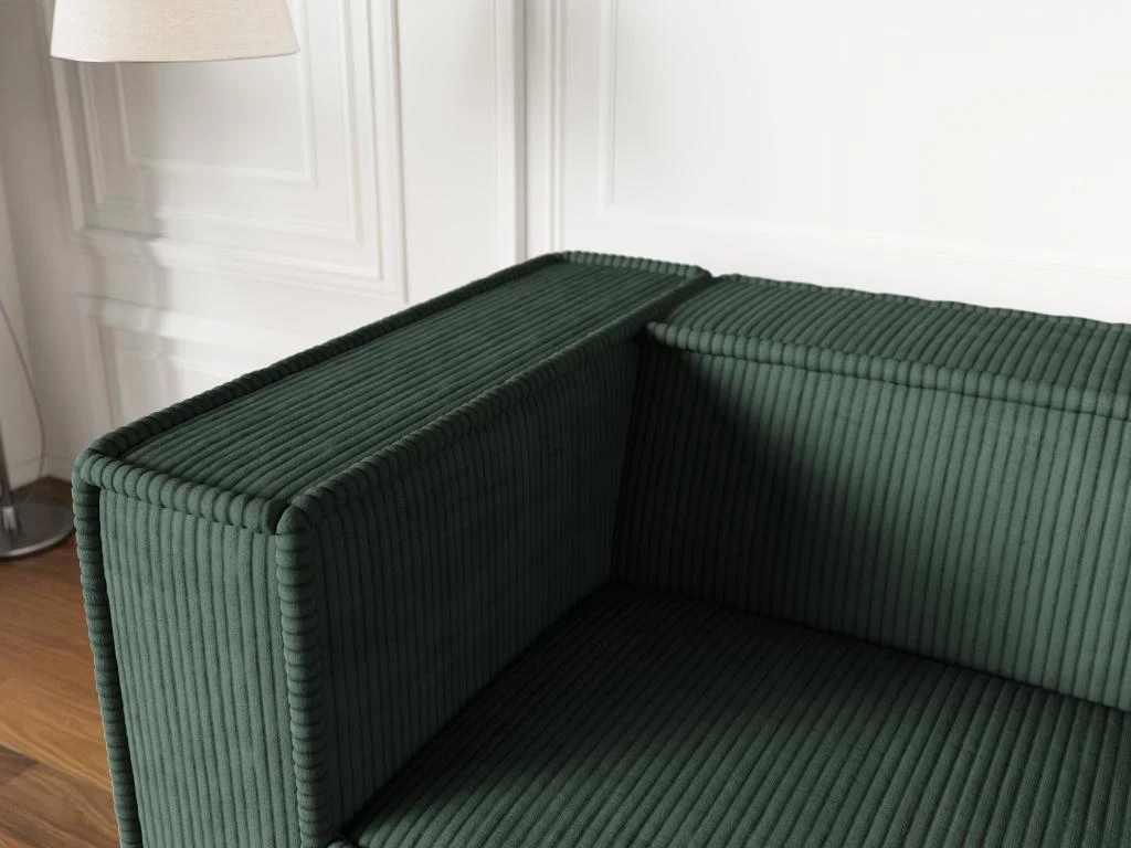 Canapé 3 Places En Velours Côtelé Vert Sapin URBINA 4 Canapé 3 Places En Velours Côtelé Vert Sapin URBINA – Image 4