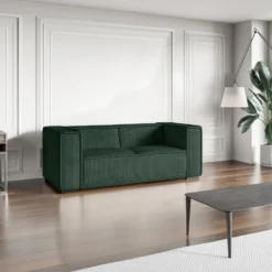 Canapé 3 Places En Velours Côtelé Vert Sapin URBINA