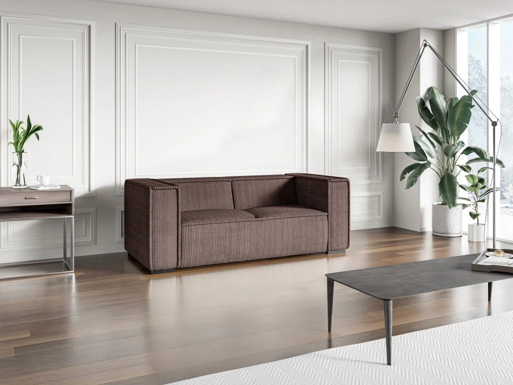 Canapé 3 Places En Velours Côtelé Marron URBINA 1 Canapé 3 Places En Velours Côtelé Marron URBINA