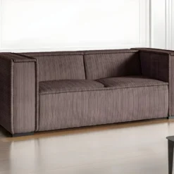 Canapé 3 Places En Velours Côtelé Marron URBINA 13 Canapé 3 Places En Velours Côtelé Marron URBINA -Promos Chesteris Boutique canape 12583755