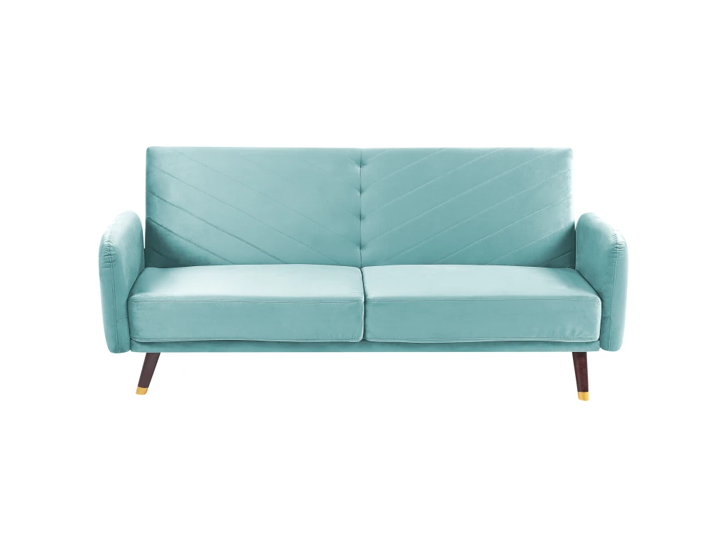 Canapé Convertible 3 Places En Velours Bleu Clair SENJA 2 Canapé Convertible 3 Places En Velours Bleu Clair SENJA – Image 2