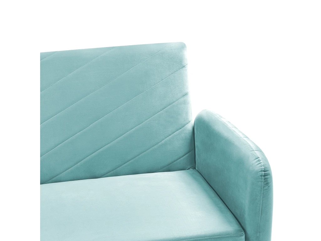 Canapé Convertible 3 Places En Velours Bleu Clair SENJA 3 Canapé Convertible 3 Places En Velours Bleu Clair SENJA – Image 3