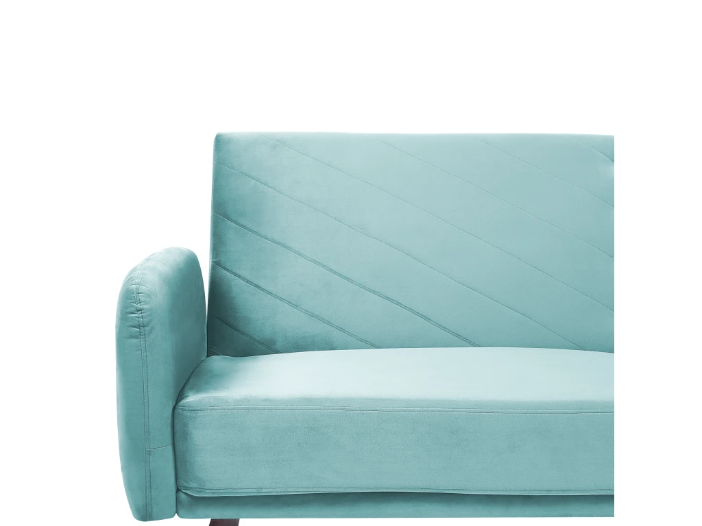 Canapé Convertible 3 Places En Velours Bleu Clair SENJA 4 Canapé Convertible 3 Places En Velours Bleu Clair SENJA – Image 4