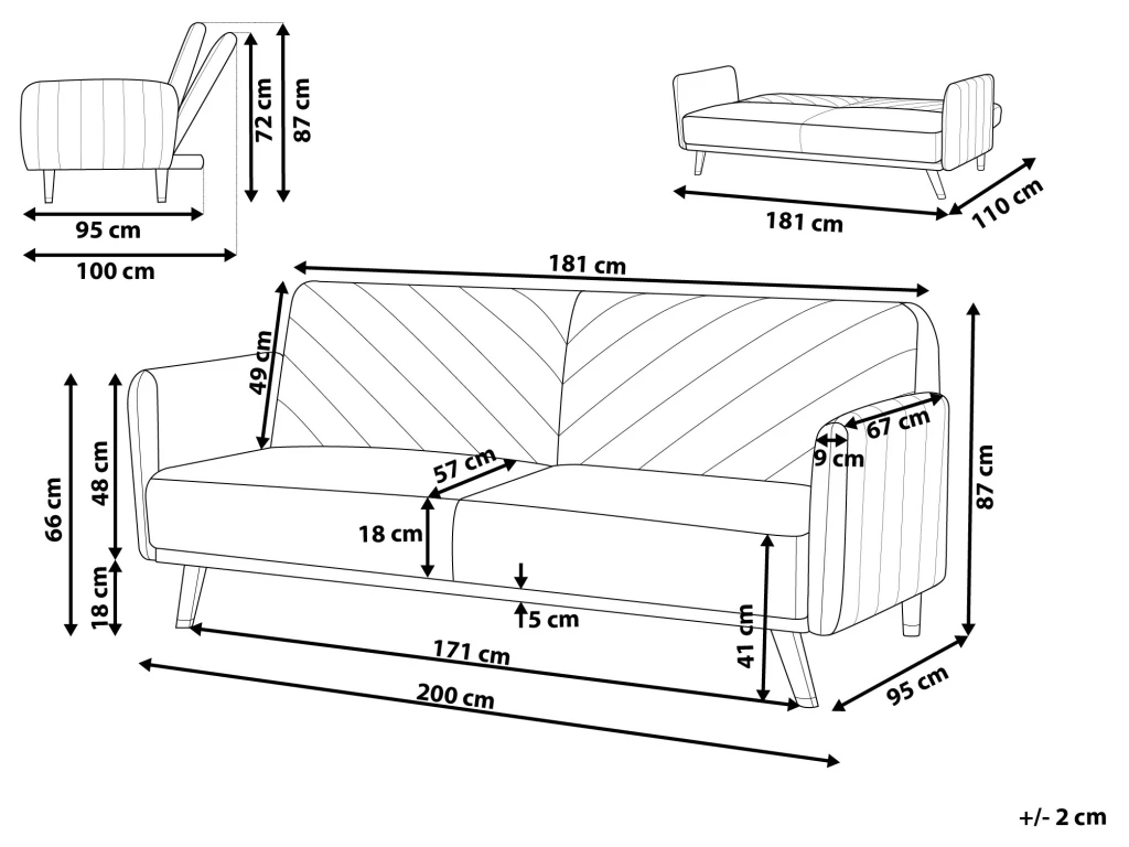 Canapé Convertible 3 Places En Velours Bleu Clair SENJA 6 Canapé Convertible 3 Places En Velours Bleu Clair SENJA – Image 6