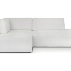 Canapé D'angle à Gauche Convertible 3 Places Avec Coffre En Tissu Bouclé écru - Barani