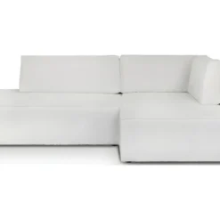 Canapé D'angle à Droite Convertible 3 Places Avec Coffre En Tissu Bouclé écru - Barani