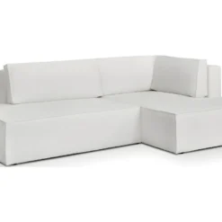 Canapé D'angle à Droite Convertible 3 Places Avec Coffre En Tissu Bouclé écru - Barani -Promos Chesteris Boutique canape 12598645