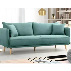 HEXAGONE - DAREN Canapé Fixe 3 Places - Tissu Bleu - L 207 X P 90 X H 88 Cm -Promos Chesteris Boutique canape 12614415