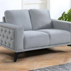 Canapé 2 Places En Velours Gris Clair AZILIS -Promos Chesteris Boutique canape 12616799