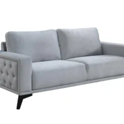 Canapés 3 Places Et 2 Places En Velours Gris Clair AZILIS -Promos Chesteris Boutique canape 12654347