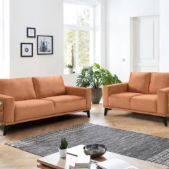 Canapés 3 Places Et 2 Places En Velours Terracotta AZILIS