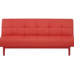 Banque Convertible 2 Places - Simili Rouge - L 178 X P 89 X H 78 Cm - JENNY