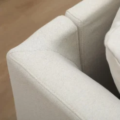 Canapé 3 Places Design Contemporain 4 Coussins Dossiers Piètement Acier Noir Revêtement Aspect Lin Crème -Promos Chesteris Boutique canape 12680485