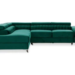 Canapé D'angle Gauche Convertible Isaac Velours Vert