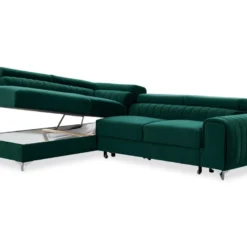 Canapé D'angle Gauche Convertible Isaac Velours Vert -Promos Chesteris Boutique canape 12693543