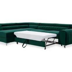 Canapé D'angle Gauche Convertible Isaac Velours Vert -Promos Chesteris Boutique canape 12693545