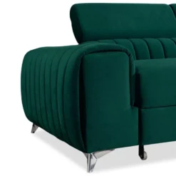 Canapé D'angle Gauche Convertible Isaac Velours Vert -Promos Chesteris Boutique canape 12693547