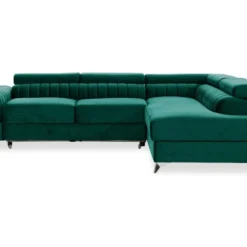 Canapé D'angle Droit Convertible Isaac Velours Vert