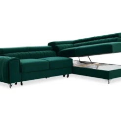 Canapé D'angle Droit Convertible Isaac Velours Vert 7 Canapé D'angle Droit Convertible Isaac Velours Vert -Promos Chesteris Boutique canape 12693553