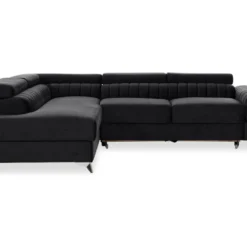 Canapé D'angle Gauche Convertible Isaac Velours Noir