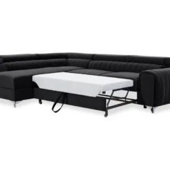 Canapé D'angle Gauche Convertible Isaac Velours Noir -Promos Chesteris Boutique canape 12693575