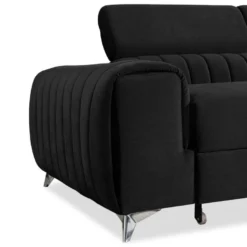 Canapé D'angle Gauche Convertible Isaac Velours Noir -Promos Chesteris Boutique canape 12693577