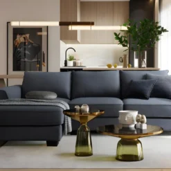 Canapé D'angle Gauche En Tissu Gris Anthracite ELAUNA -Promos Chesteris Boutique canape 12701017