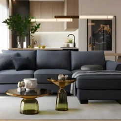 Canapé D'angle Droit En Tissu Gris Anthracite ELAUNA -Promos Chesteris Boutique canape 12701119