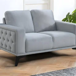 Canapé 2 Places En Velours Gris Clair AZILIS -Promos Chesteris Boutique canape 12873637