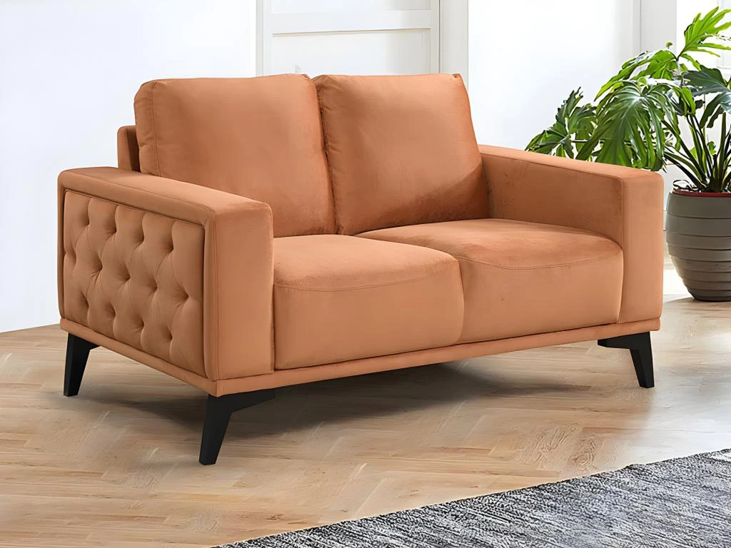 Canapés 3 Places Et 2 Places En Velours Terracotta AZILIS 8 Canapés 3 Places Et 2 Places En Velours Terracotta AZILIS – Image 8