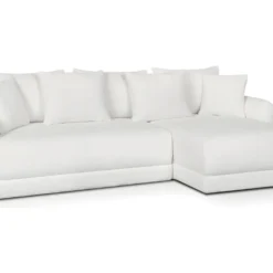 Canapé D'angle Droit 5 Places Convertible Avec Coffre De Rangement En Tissu Bouclettes écru - Giulia -Promos Chesteris Boutique canape 12952921