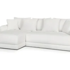 Canapé D'angle Gauche 5 Places Convertible Avec Coffre De Rangement En Tissu Bouclettes écru - Giulia -Promos Chesteris Boutique canape 12952941