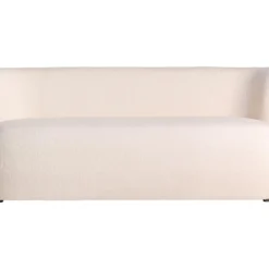 Canapé En Coton Bouclé Et Bois De Pin En Blanc 195x81x73 Cm