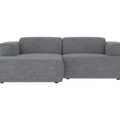 Canapé D'angle Gauche 3 Places Aska En Tissu Gris Foncé Chiné