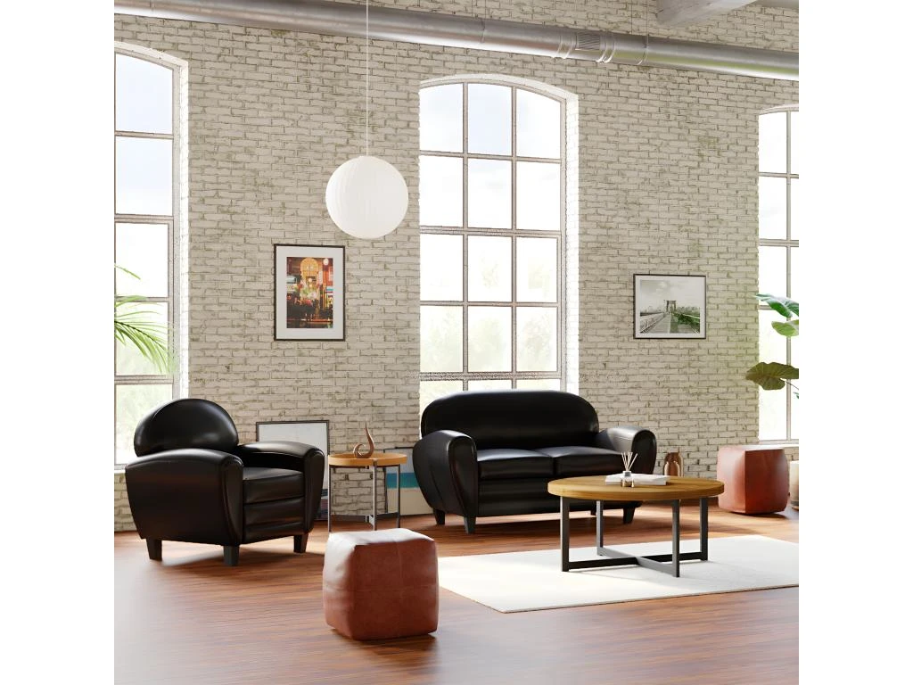 Canapé Club 2 Places Noir 2 Canapé Club 2 Places Noir – Image 2