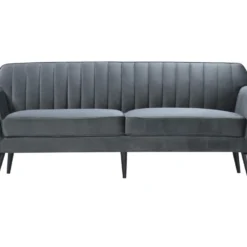 Canapé Monarque 3 Places En Velours Gris