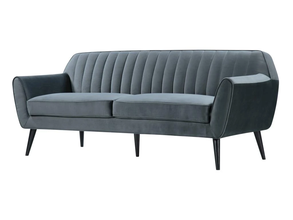 Canapé Monarque 3 Places En Velours Gris 3 Canapé Monarque 3 Places En Velours Gris – Image 3