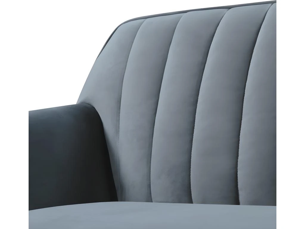 Canapé Monarque 3 Places En Velours Gris 4 Canapé Monarque 3 Places En Velours Gris – Image 4