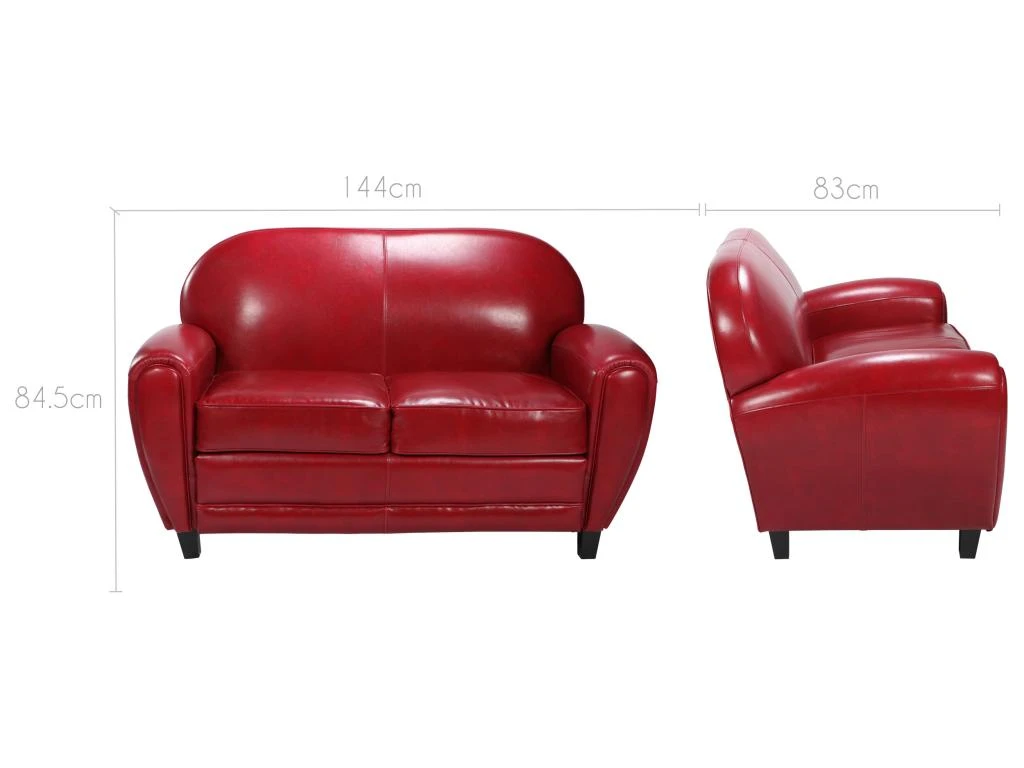 Canapé Club 2 Places Rouge 2 Canapé Club 2 Places Rouge – Image 2