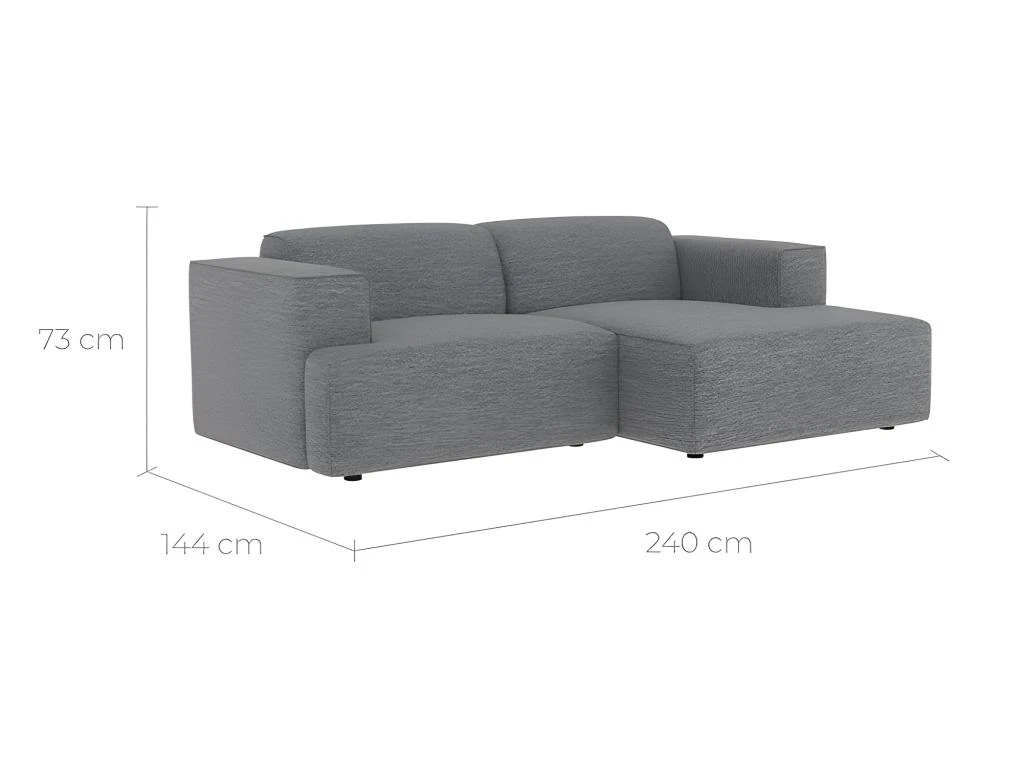 Canapé D'angle Droit 3 Places Aska En Tissu Gris Foncé Chiné 2 Canapé D'angle Droit 3 Places Aska En Tissu Gris Foncé Chiné – Image 2