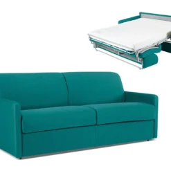 Canapé 4 Places Convertible Express En Tissu CALIFE - Turquoise - Couchage 160 Cm - Matelas 22 Cm -Promos Chesteris Boutique canape 13017013