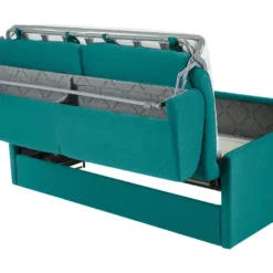 Canapé 4 Places Convertible Express En Tissu CALIFE - Turquoise - Couchage à Lattes Larges 160 Cm - Matelas 18 Cm -Promos Chesteris Boutique canape 13017111