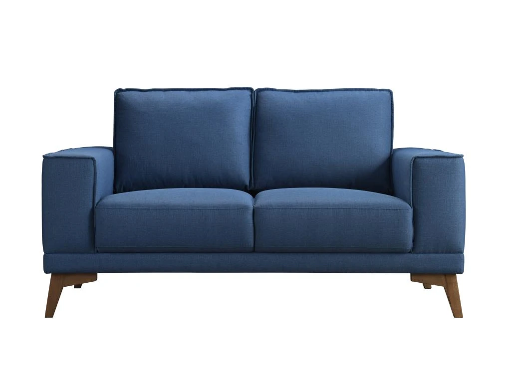 Canapé 2 Places En Tissu Bleu Nuit Avec Pieds En Bois MOSSEA 3 Canapé 2 Places En Tissu Bleu Nuit Avec Pieds En Bois MOSSEA – Image 3