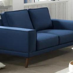 Canapé 2 Places En Tissu Bleu Nuit Avec Pieds En Bois MOSSEA 7 Canapé 2 Places En Tissu Bleu Nuit Avec Pieds En Bois MOSSEA -Promos Chesteris Boutique canape 13042705
