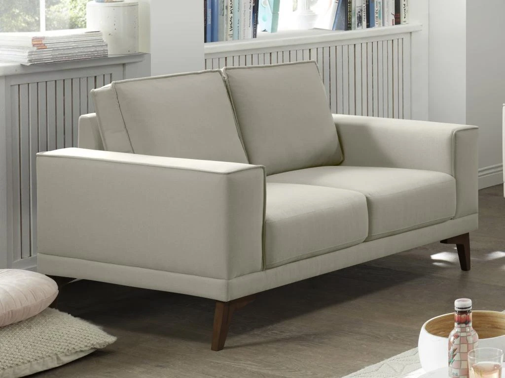 Canapé 2 Places En Tissu Gris Avec Pieds En Bois MOSSEA 4 Canapé 2 Places En Tissu Gris Avec Pieds En Bois MOSSEA – Image 4