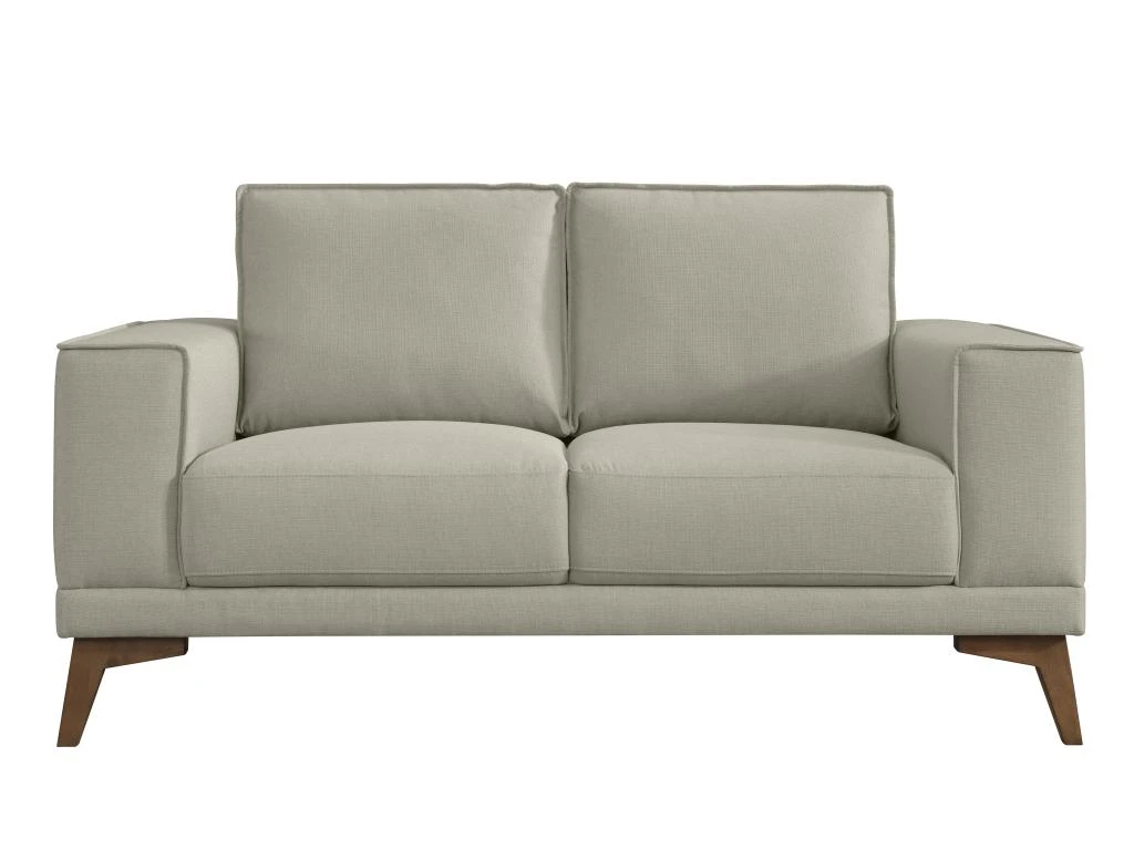 Canapé 2 Places En Tissu Gris Avec Pieds En Bois MOSSEA 3 Canapé 2 Places En Tissu Gris Avec Pieds En Bois MOSSEA – Image 3